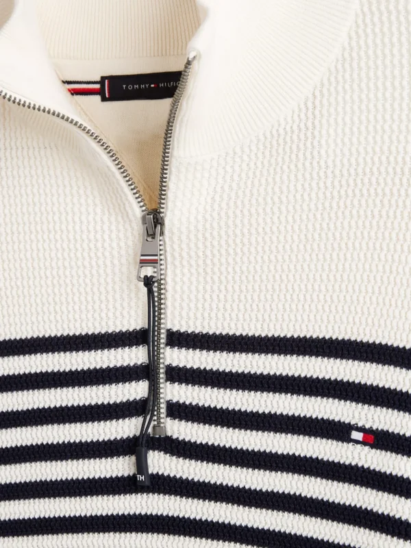 Tommy Hilfiger Adaptive Pullover mit Reißverschluss und Flag IVORY PETAL / DESERT SKY New
