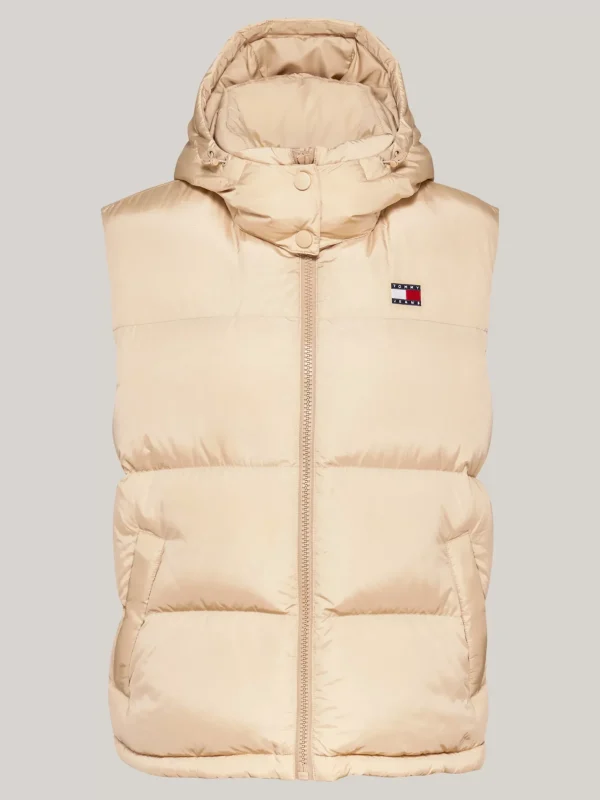 Tommy Hilfiger Alaska Puffer-Daunenweste mit Kapuze GENTLE GOLD Outlet
