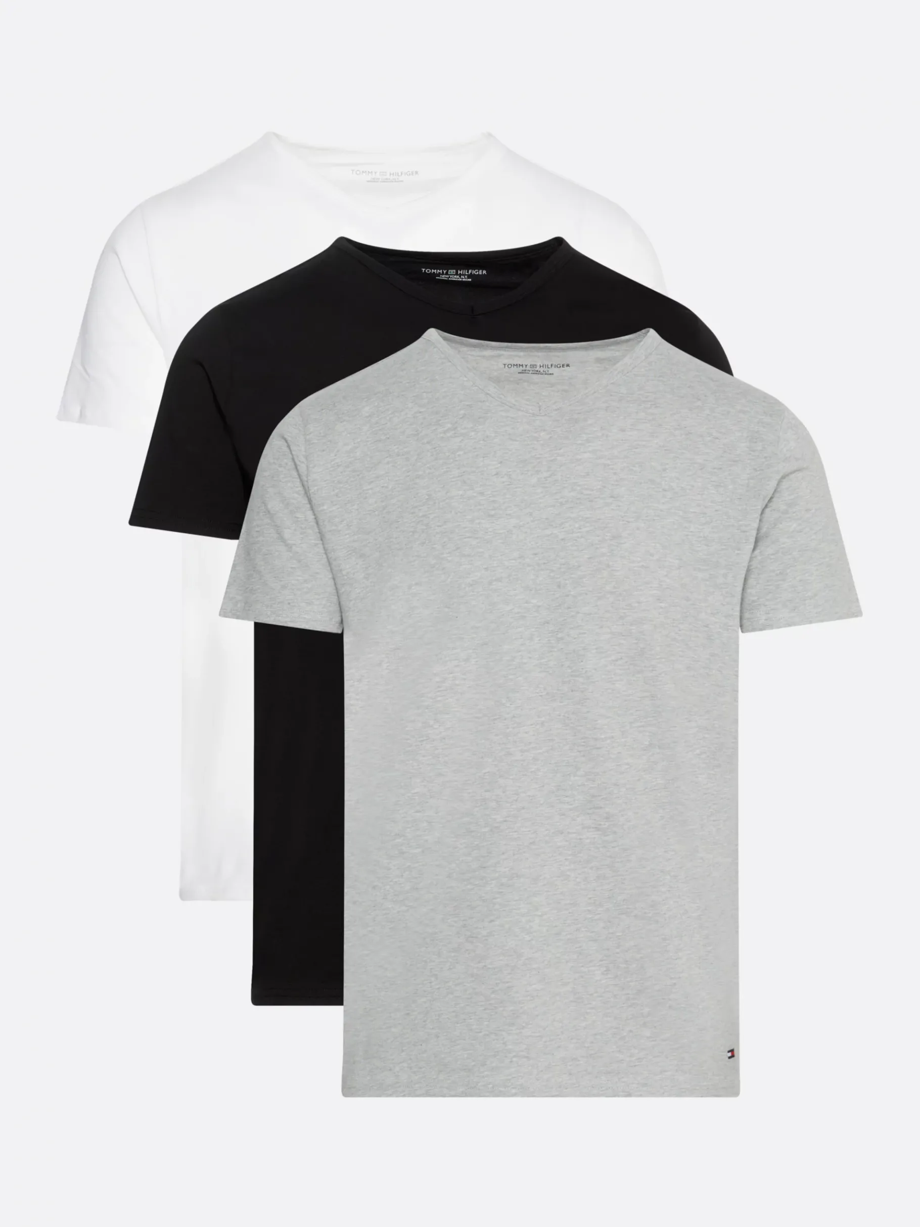 Tommy Hilfiger Baumwoll-T-Shirts im Dreierpack BLACK/WHITE/GREY HEATHER Clearance