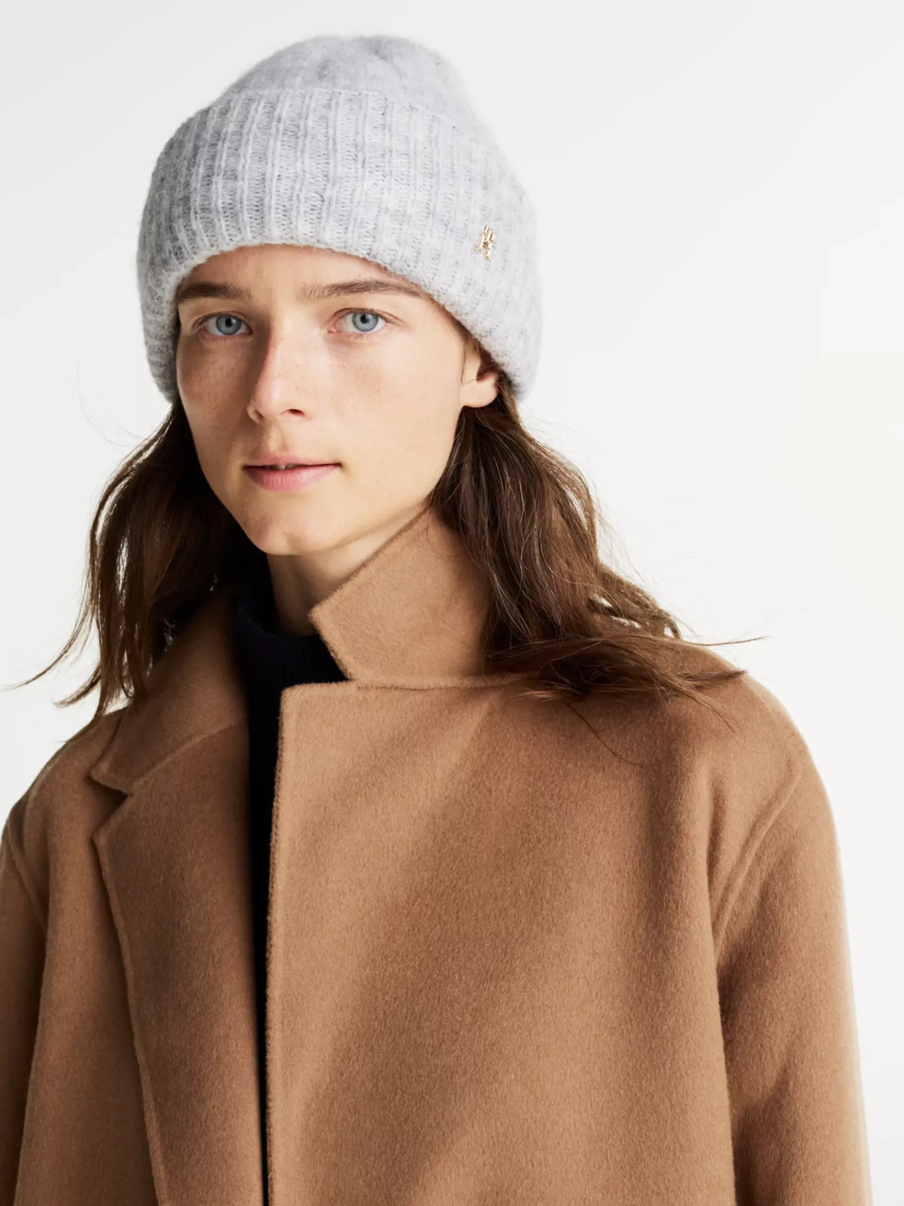 Tommy Hilfiger Beanie aus Alpaka-Wollmix mit TH-Monogramm LIGHT GREY MELANGE Best Sale