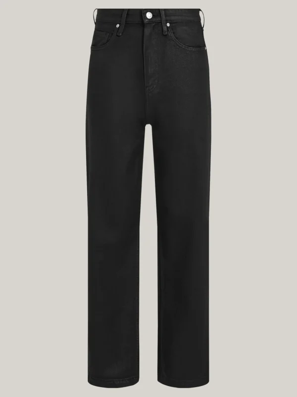 Tommy Hilfiger Beschichtete Relaxed Straight Jeans in Schwarz mit hohem Bund BLACK COATED Flash Sale