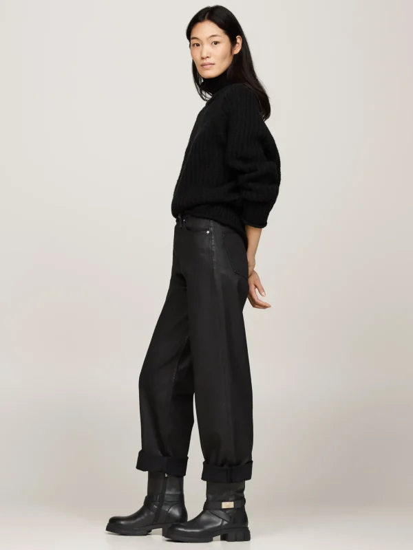 Tommy Hilfiger Biker-Stiefel aus Leder mit klobigem Riemen BLACK Cheap