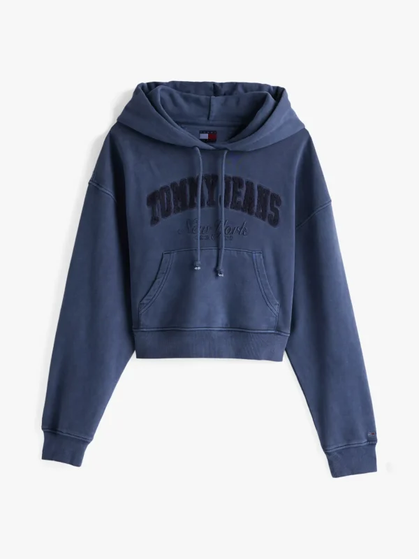 Tommy Hilfiger Boxy Cropped Fit Hoodie in Stückfärbung DARK NIGHT NAVY New