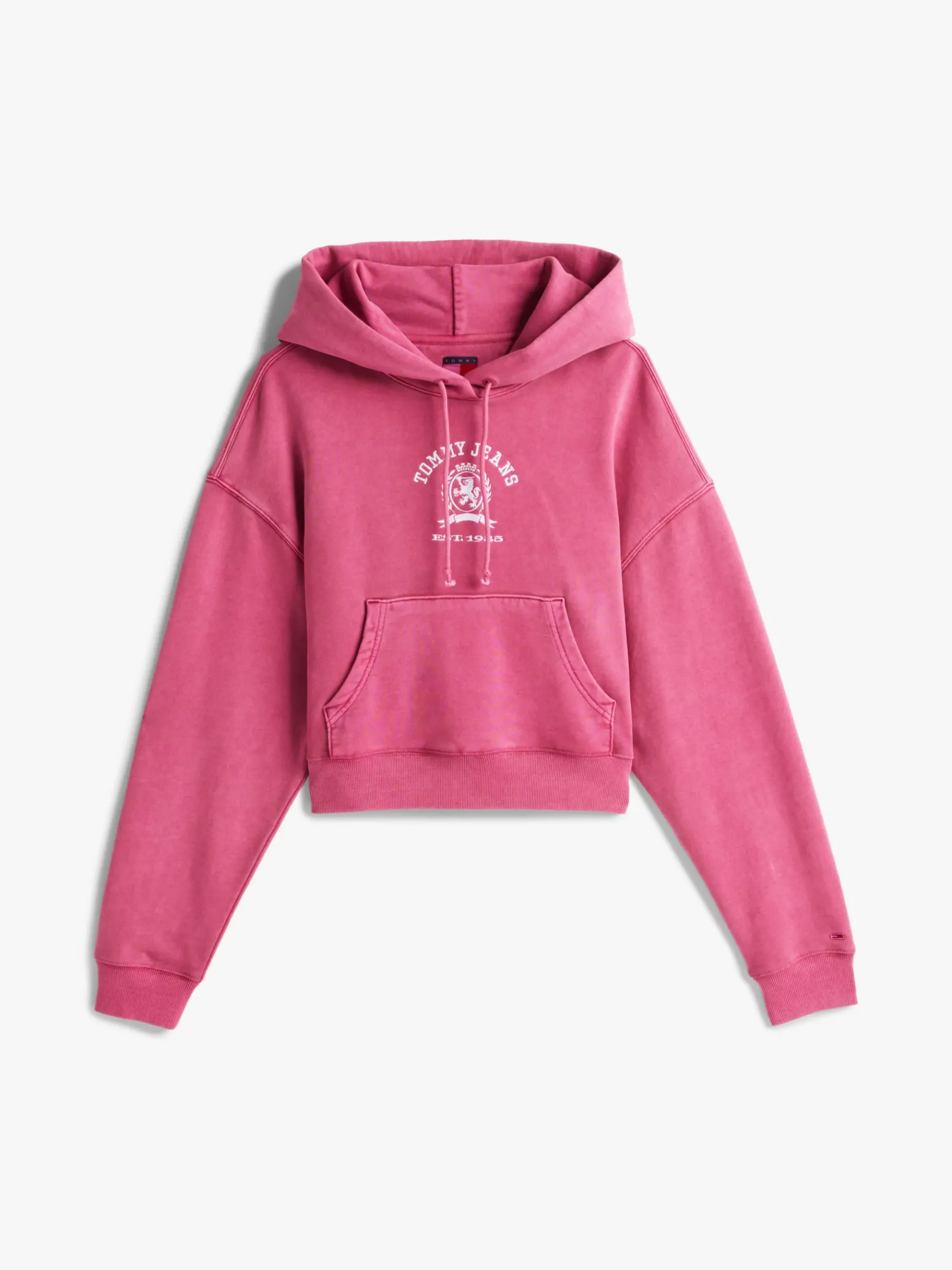 Tommy Hilfiger Boxy Cropped Fit Hoodie mit Wappen-Logo BRILLIANT BERRY Fashion