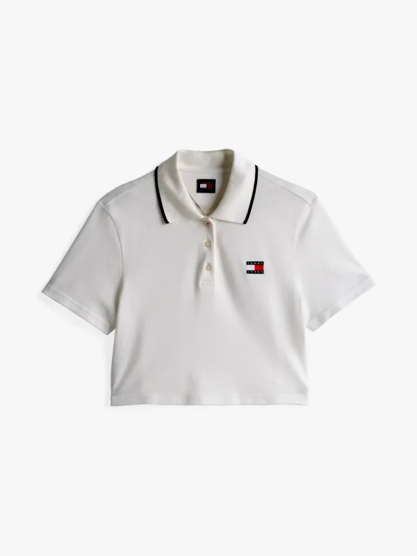 Tommy Hilfiger Boxy Cropped Fit Poloshirt ECRU Fashion