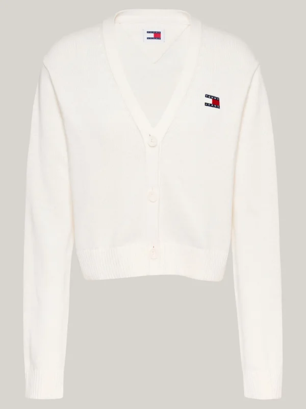 Tommy Hilfiger Boxy Fit Cardigan mit Badge ANCIENT WHITE Outlet
