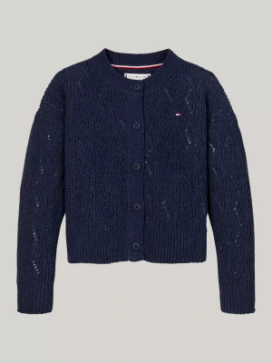 Tommy Hilfiger Boxy Fit Lochstrick-Cardigan aus Chenille DESERT SKY Discount