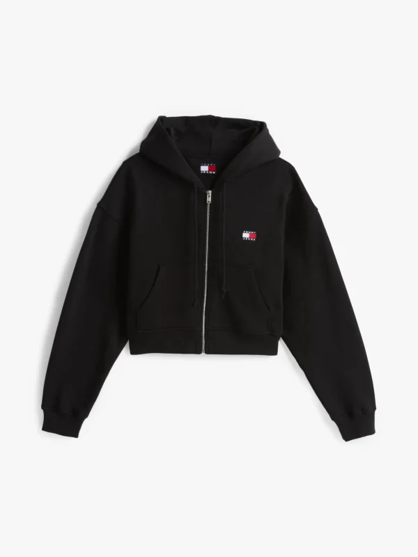 Tommy Hilfiger Boxy Fit Reißverschluss-Hoodie mit Tommy-Badge BLACK Fashion