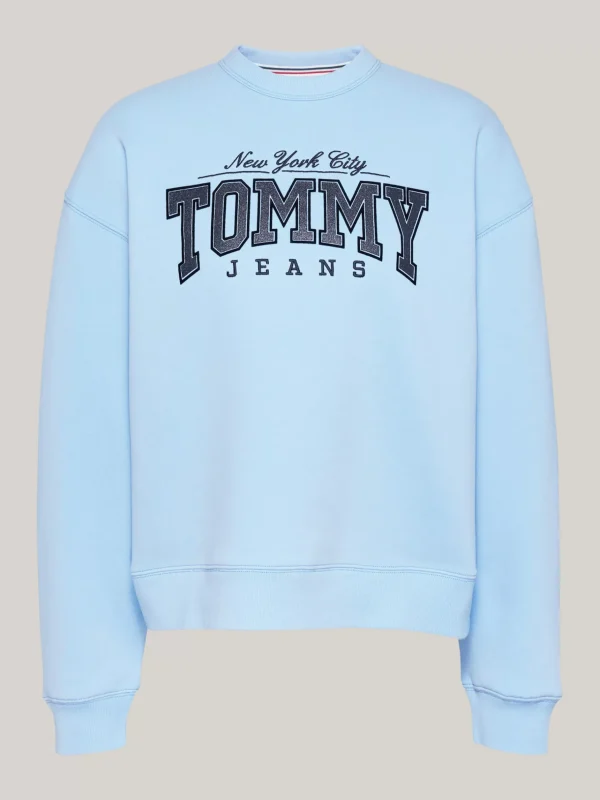 Tommy Hilfiger Boxy Fit Sweatshirt mit Glitzer-Logo VESSEL BLUE New