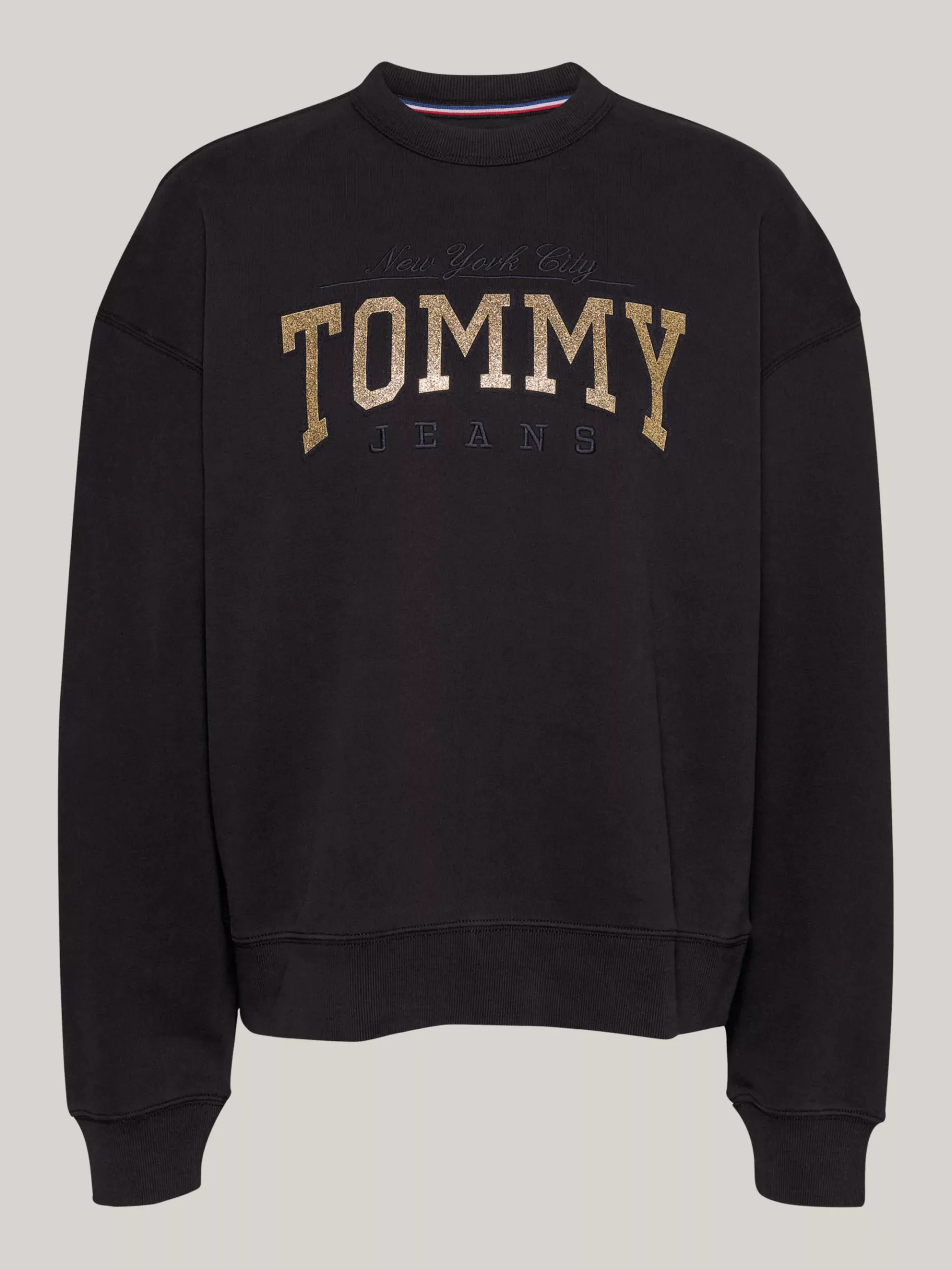 Tommy Hilfiger Boxy Fit Sweatshirt mit Glitzer-Logo BLACK Cheap