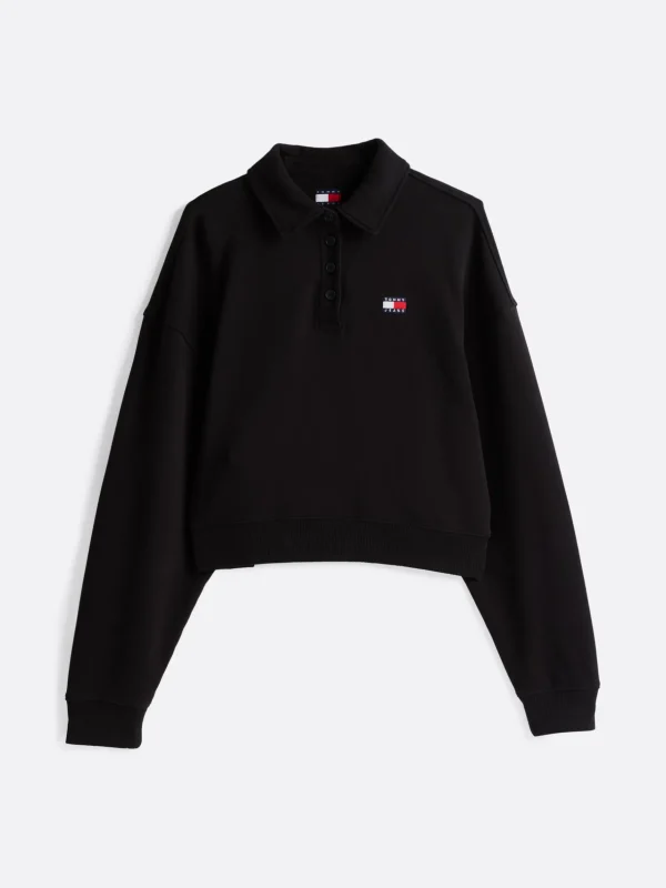 Tommy Hilfiger Boxy Fit Sweatshirt mit Polokragen BLACK Fashion