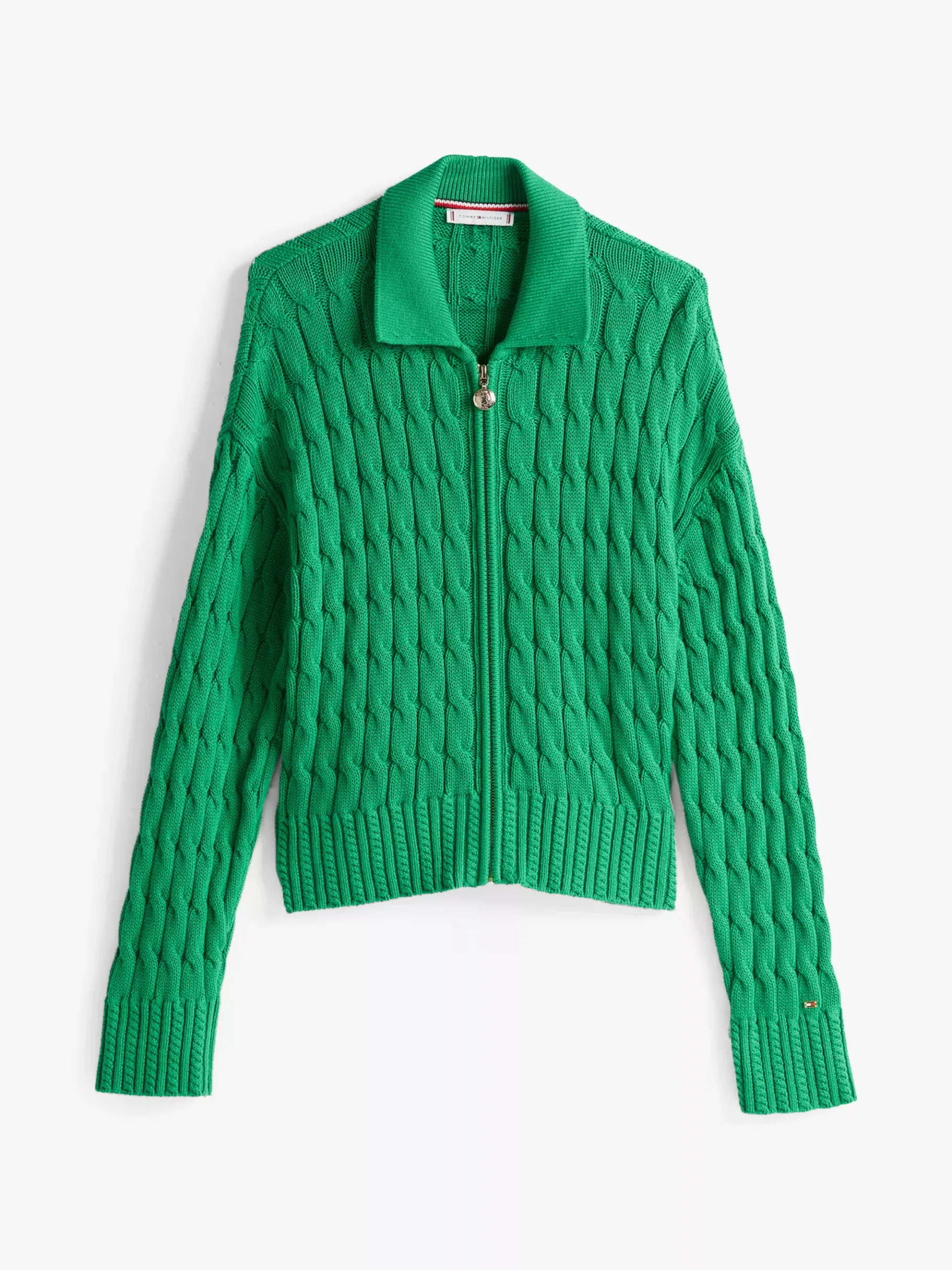 Tommy Hilfiger Boxy Fit Zopfstrick-Cardigan mit Zip RADIANT GREEN Online
