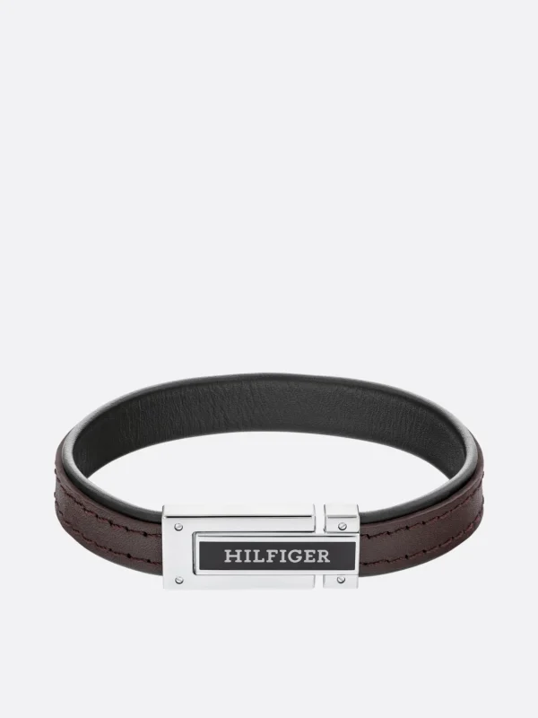 Tommy Hilfiger Braunes Lederarmband mit Kippfaltschließe BROWN Best Sale