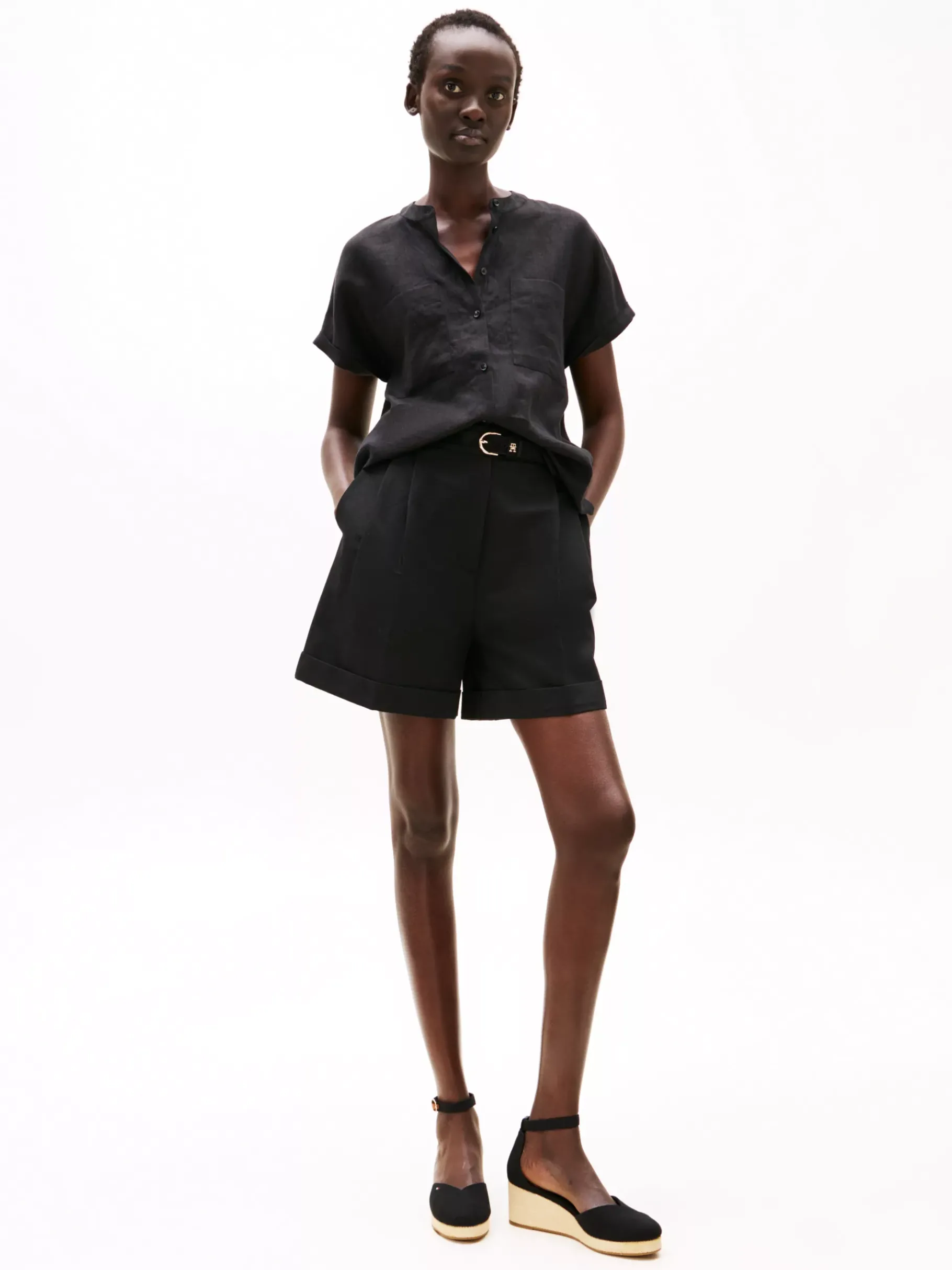 Tommy Hilfiger Canvas-Sandale mit Espadrille-Keilabsatz BLACK Store