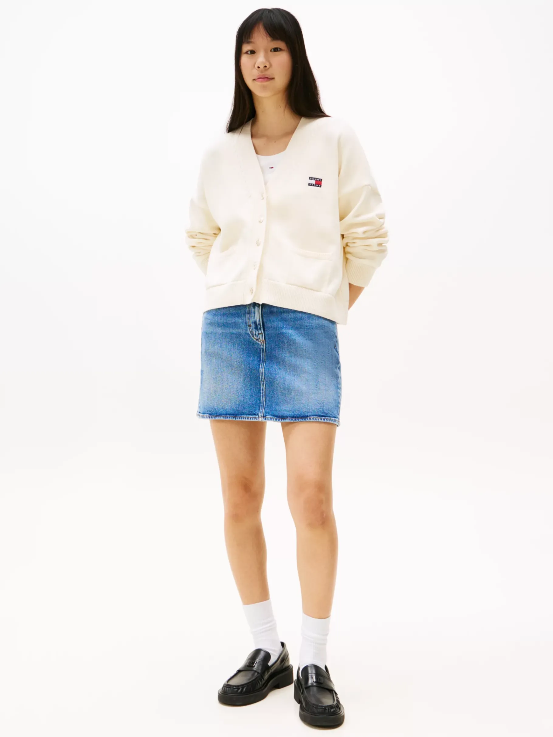 Tommy Hilfiger Cardigan mit Tommy-Badge ANCIENT WHITE Outlet