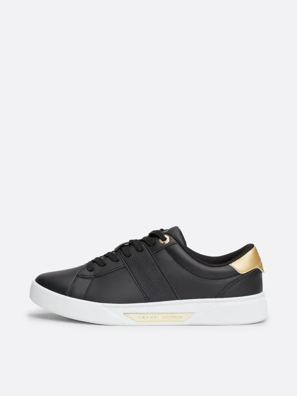 Tommy Hilfiger Casual Chic Court-Sneaker aus Leder BLACK Sale
