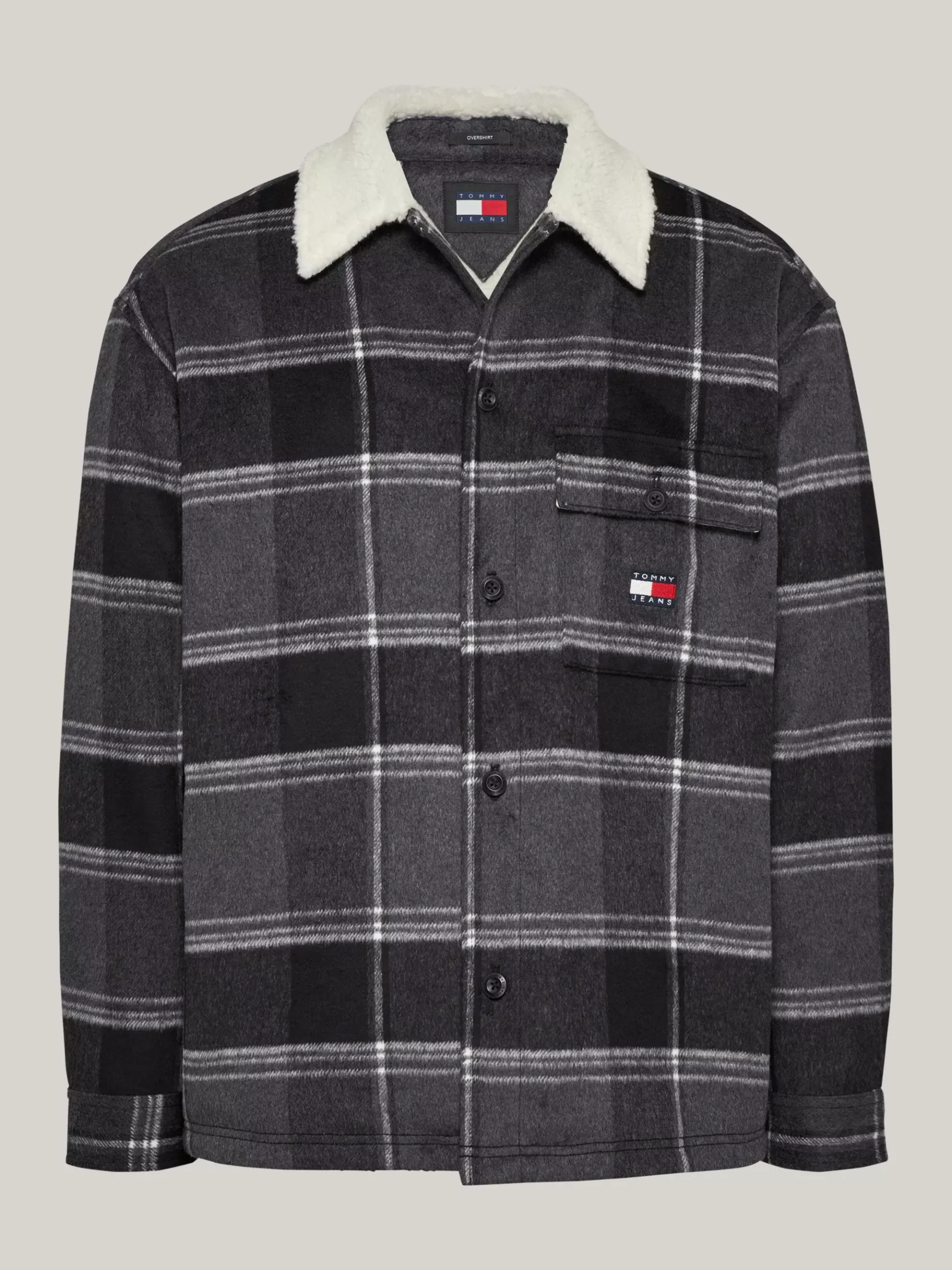 Tommy Hilfiger Casual Fit Overshirt mit Sherpa-Kragen BLACK CHECK Cheap