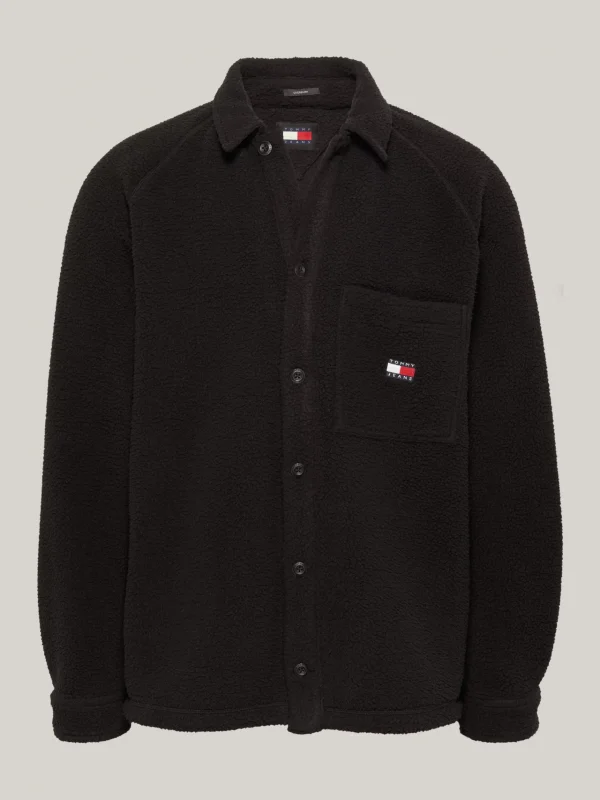 Tommy Hilfiger Casual Fit Teddy-Fleece-Overshirt mit Badge BLACK Best