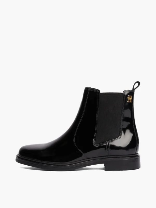 Tommy Hilfiger Chelsea-Boot aus Lackleder BLACK Cheap