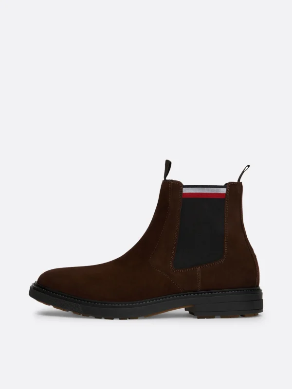 Tommy Hilfiger Chelsea-Boot aus Wildleder mit Tommy-Tape COCOA Best Sale