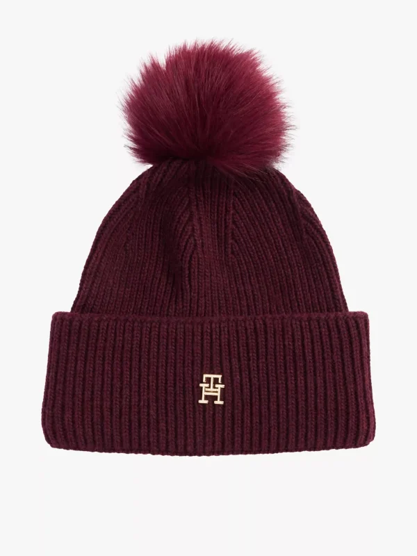 Tommy Hilfiger Chic Bommel-Beanie RASPBERRY TRUFFLE Best Sale