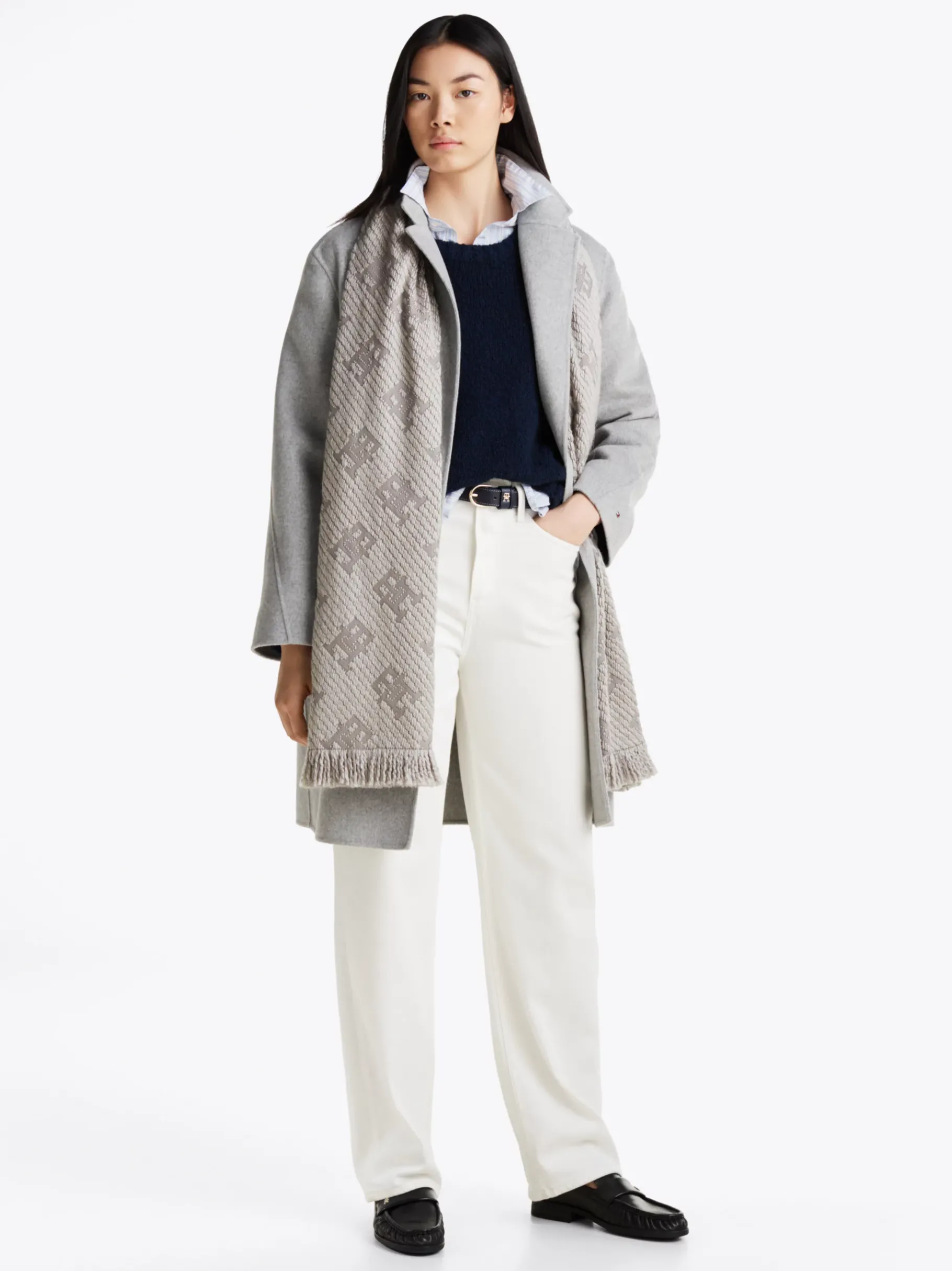 Tommy Hilfiger Chic Schal aus Wollmix UNIVERSAL GREY Hot