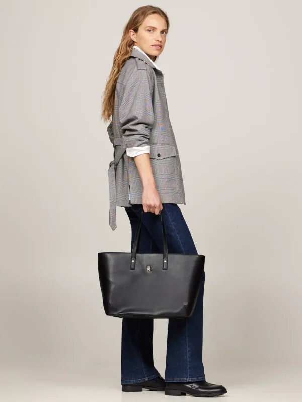 Tommy Hilfiger Chic Tote-Bag mit TH-Monogramm-Emblem BLACK Outlet