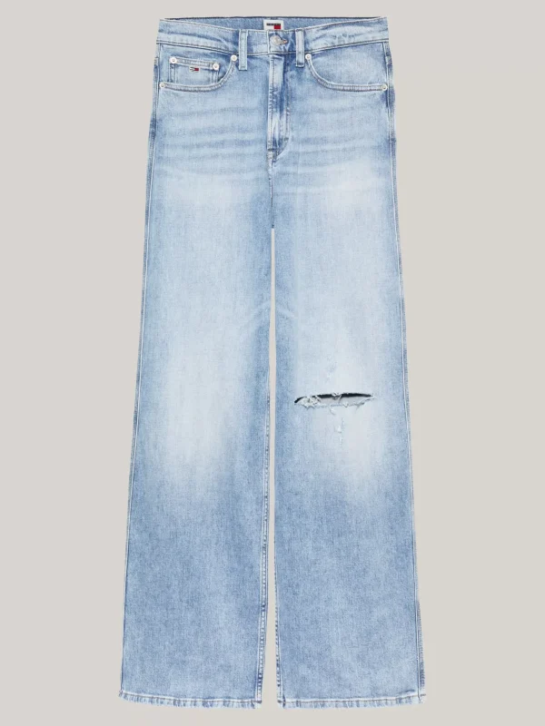 Tommy Hilfiger Claire Weite Jeans mit hohem Bund und Used Look DENIM LIGHT New