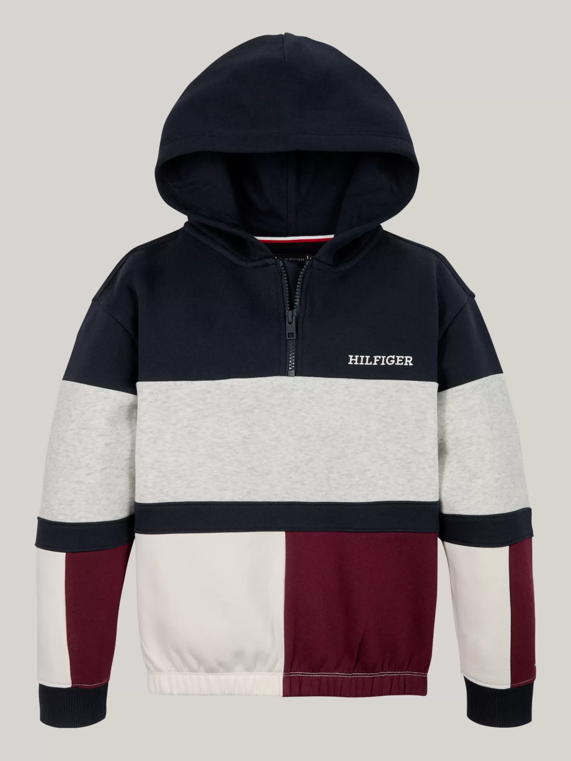 Tommy Hilfiger Color Block-Hoodie mit Reißverschluss RED WHITE BLUE Store