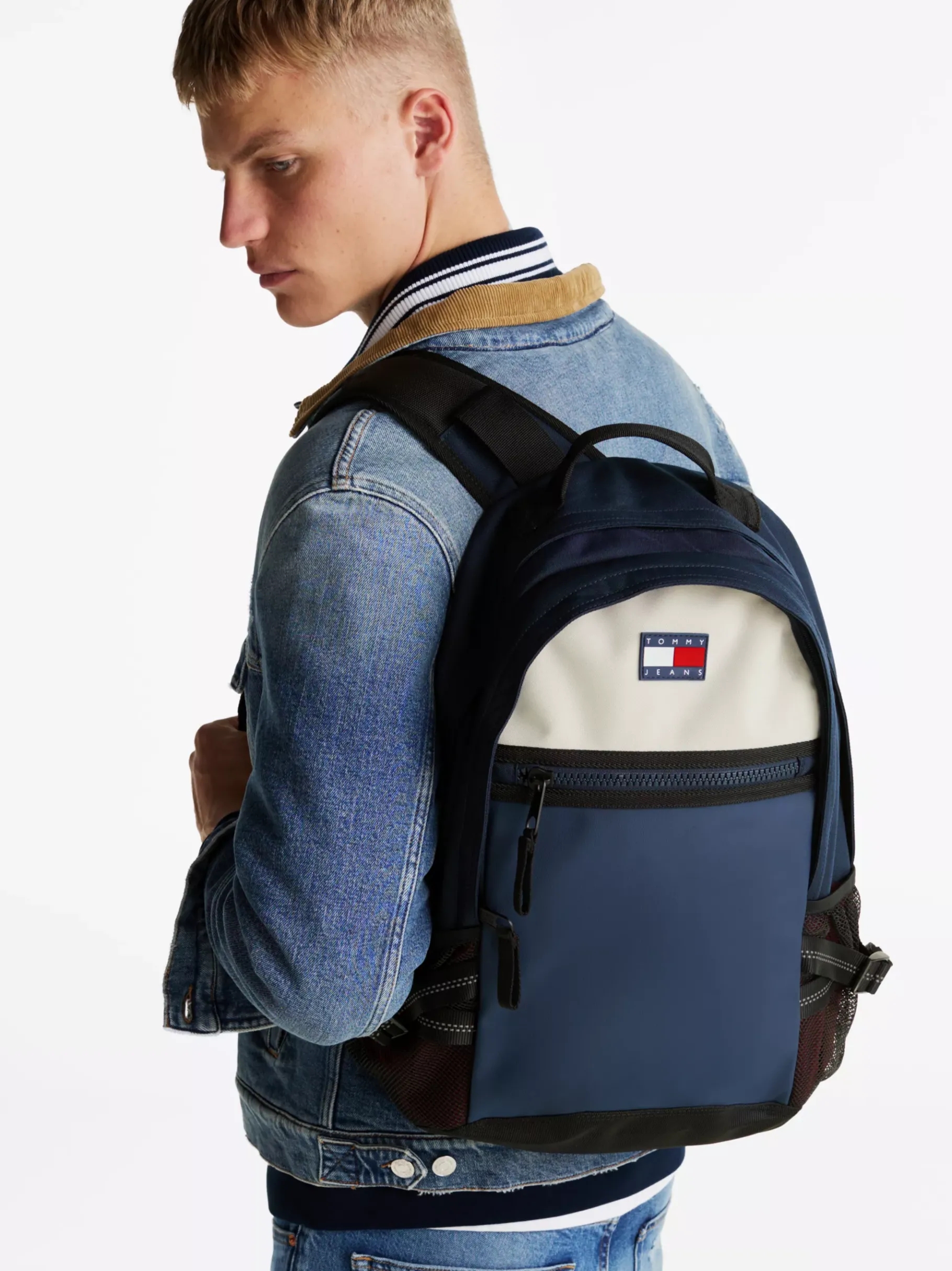 Tommy Hilfiger Color Block-Rucksack mit gummiertem Logo WINTER CORPORATE Flash Sale