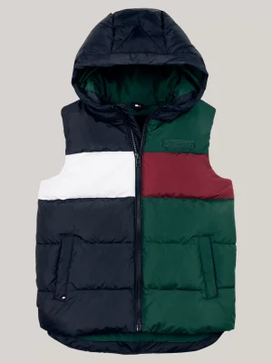 Tommy Hilfiger Color Block-Steppweste aus Ripstop mit Kapuze ORNAMENTAL GREEN / ROUGE / BLUE Sale