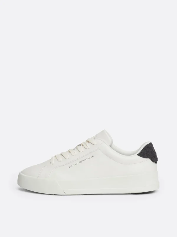 Tommy Hilfiger Court-Ledersneaker mit Kontrast-Fersendetail ECRU Best