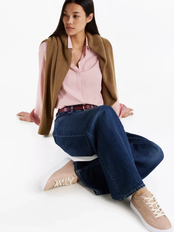 Tommy Hilfiger Court-Sneaker aus Leder mit TH-Monogramm CLAYSTONE New