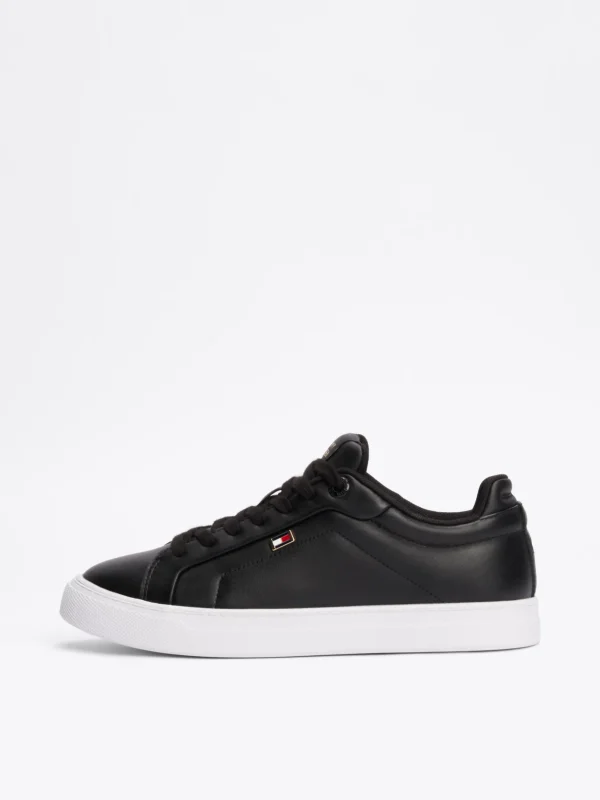 Tommy Hilfiger Court-Sneaker aus Leder mit Flag BLACK Hot