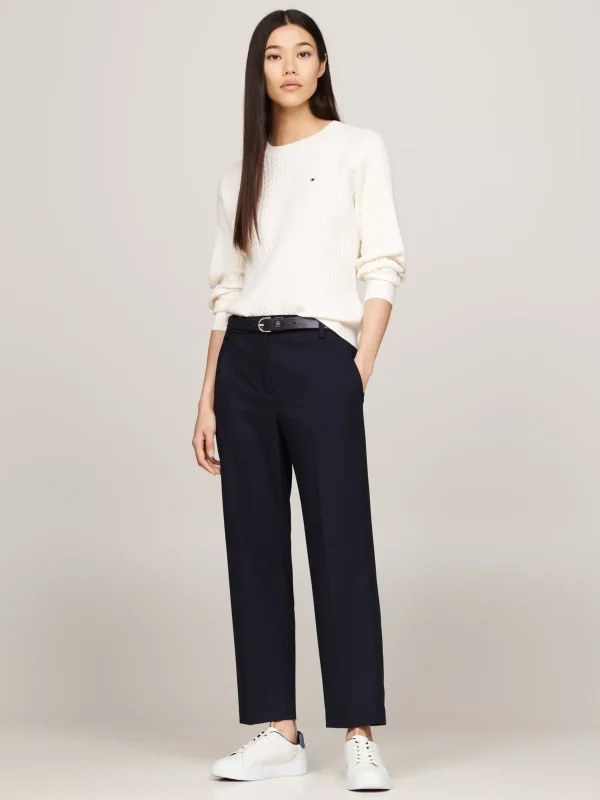 Tommy Hilfiger Court-Sneaker aus Leder mit Metallic-Logo ANCIENT WHITE Store