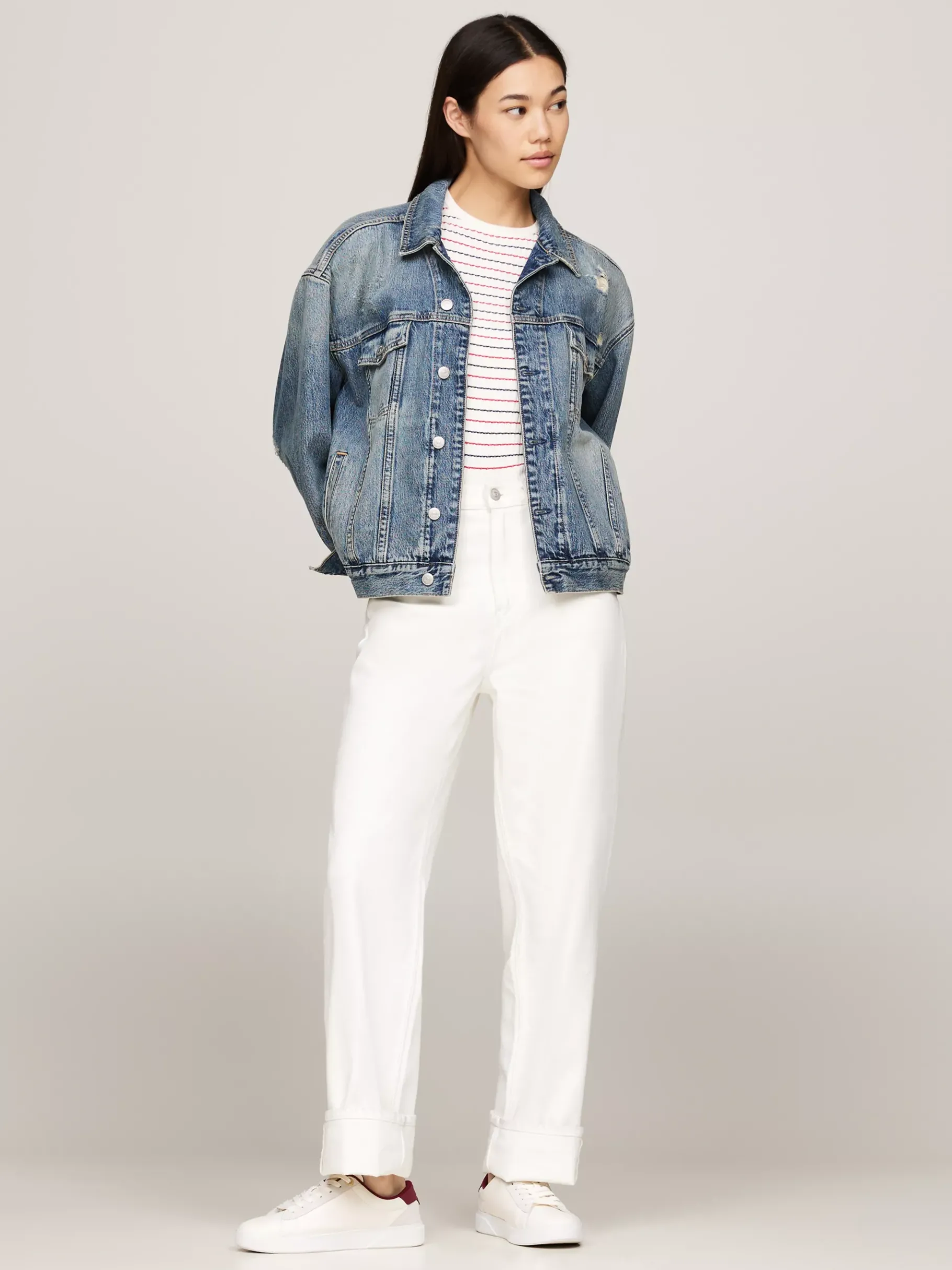 Tommy Hilfiger Court-Sneaker aus Leder mit Metall-Highlights ANCIENT WHITE Best Sale