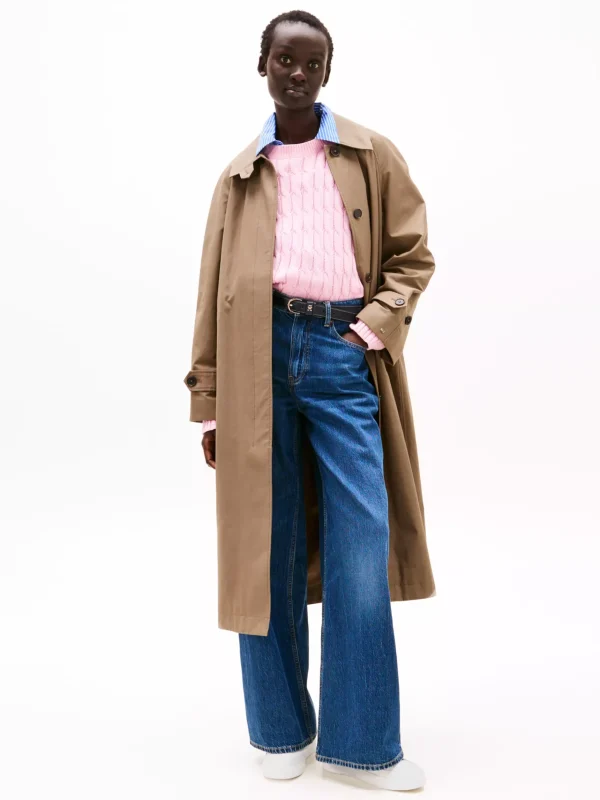 Tommy Hilfiger Court-Sneaker aus Leder mit TH-Monogramm ECRU/BREEZY BLUE Cheap