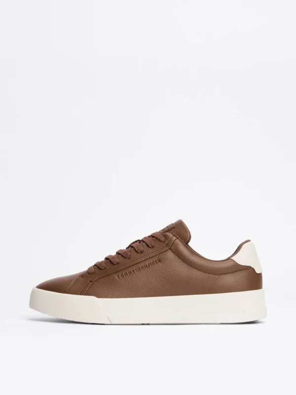 Tommy Hilfiger Court-Sneaker aus strukturiertem Leder LEGACY BROWN Hot