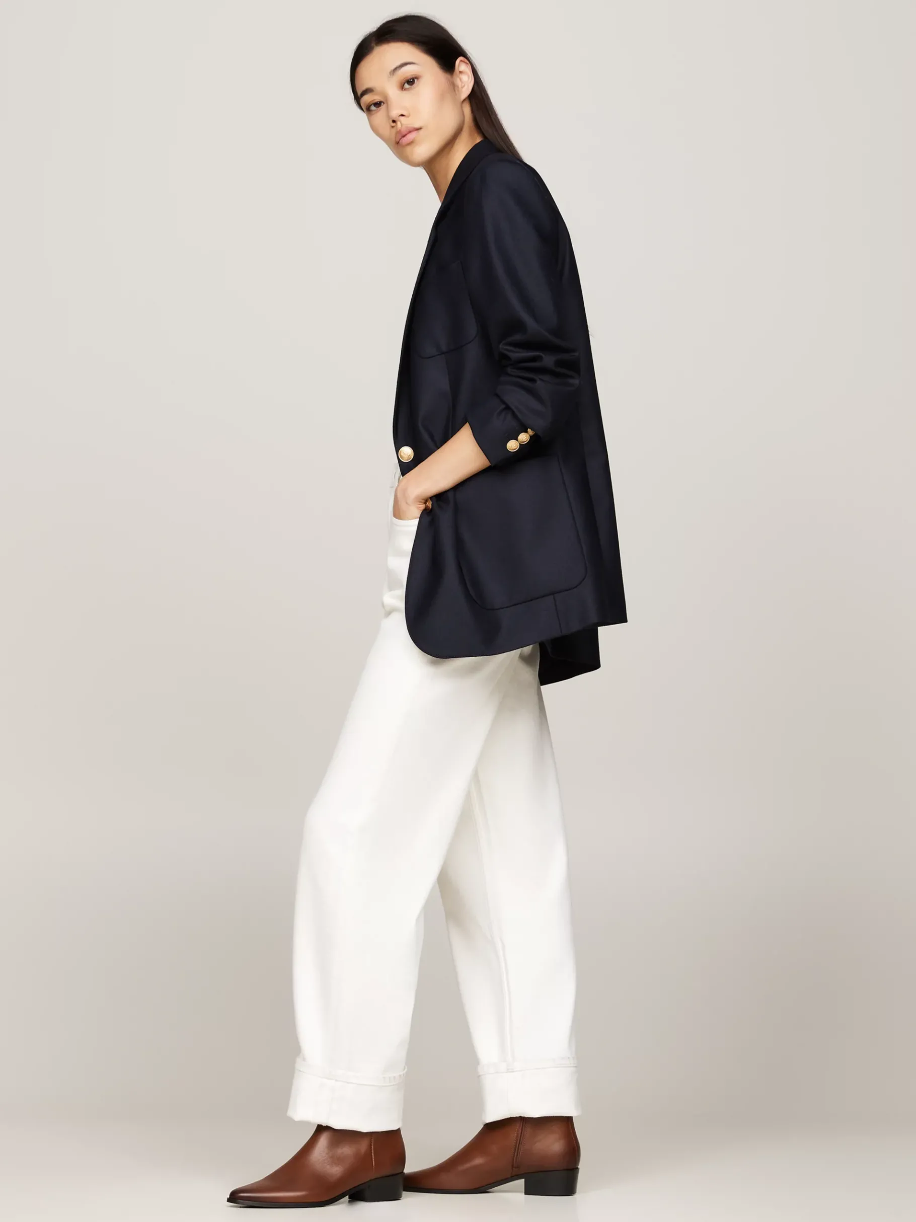 Tommy Hilfiger Cowboystiefel aus Leder mit TH-Monogramm COGNAC BROWN Cheap