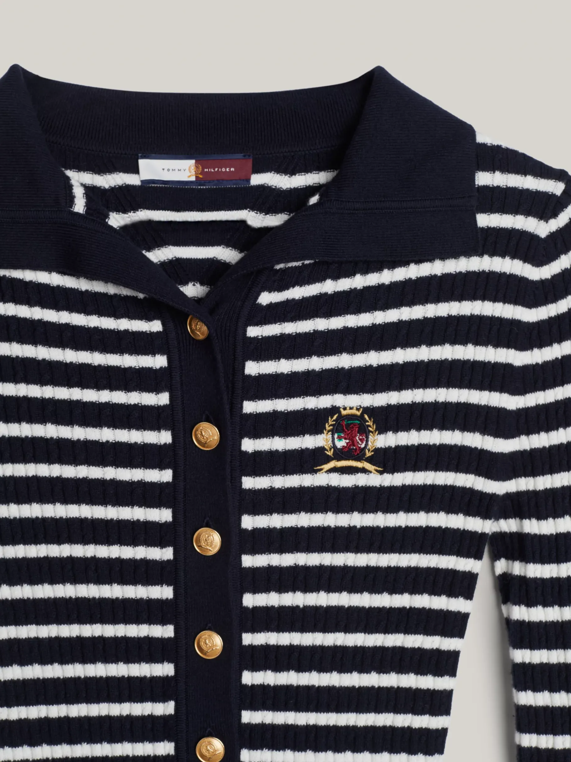 Tommy Hilfiger Crest Slim Fit Polo-Cardigan mit Kaschmir DESERT SKY Flash Sale