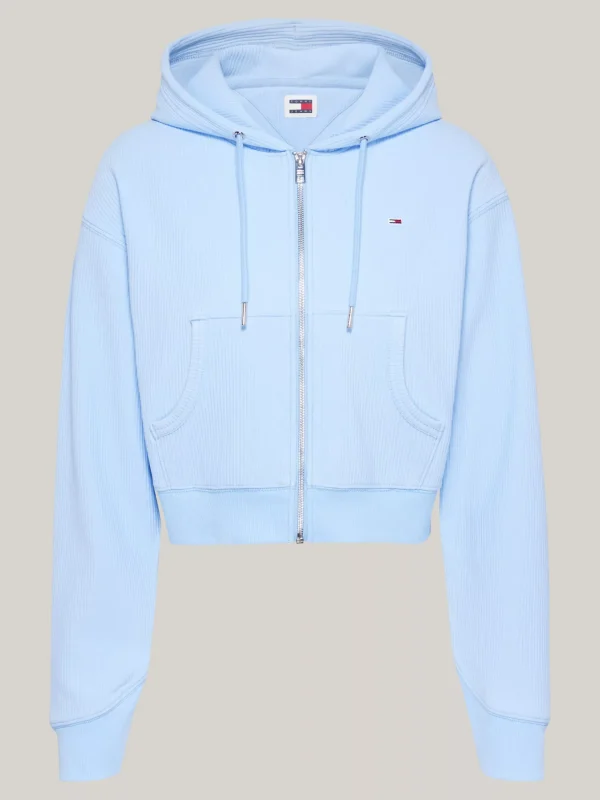 Tommy Hilfiger Cropped Fit Hoodie aus Ottomangewebe VESSEL BLUE Best Sale