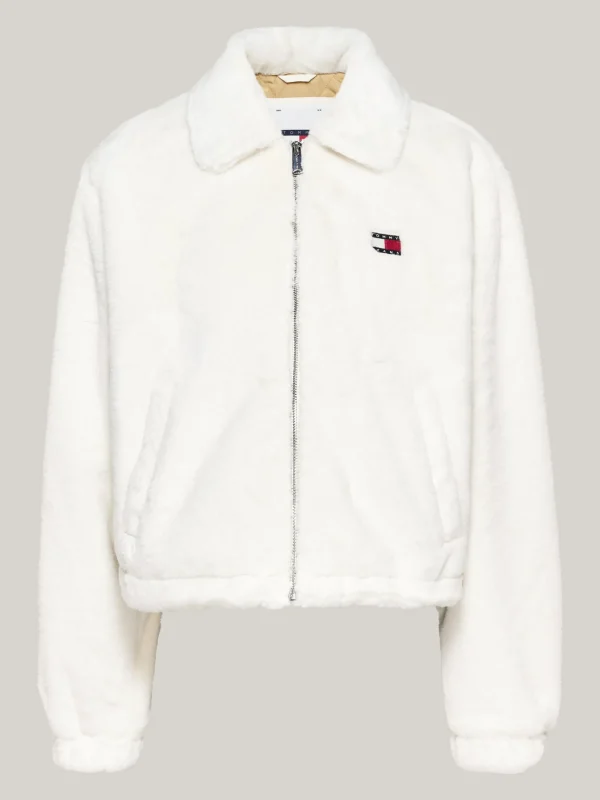 Tommy Hilfiger Cropped Fit Jacke aus Kunstpelz IVORY Outlet