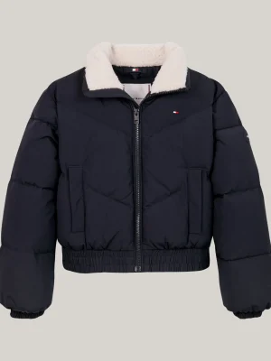 Tommy Hilfiger Cropped Fit Puffer-Jacke mit Teddy-Fleece DESERT SKY Online