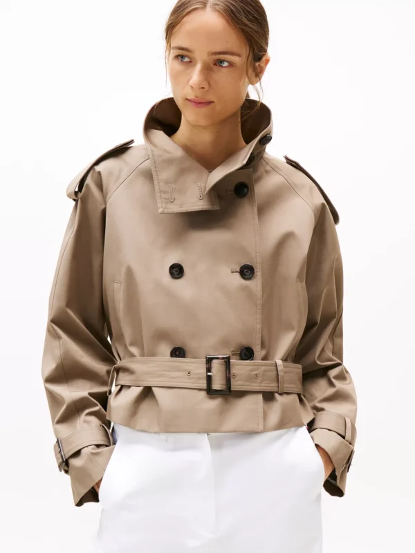 Tommy Hilfiger Cropped Fit Trenchcoat TUNDRA BROWN Fashion