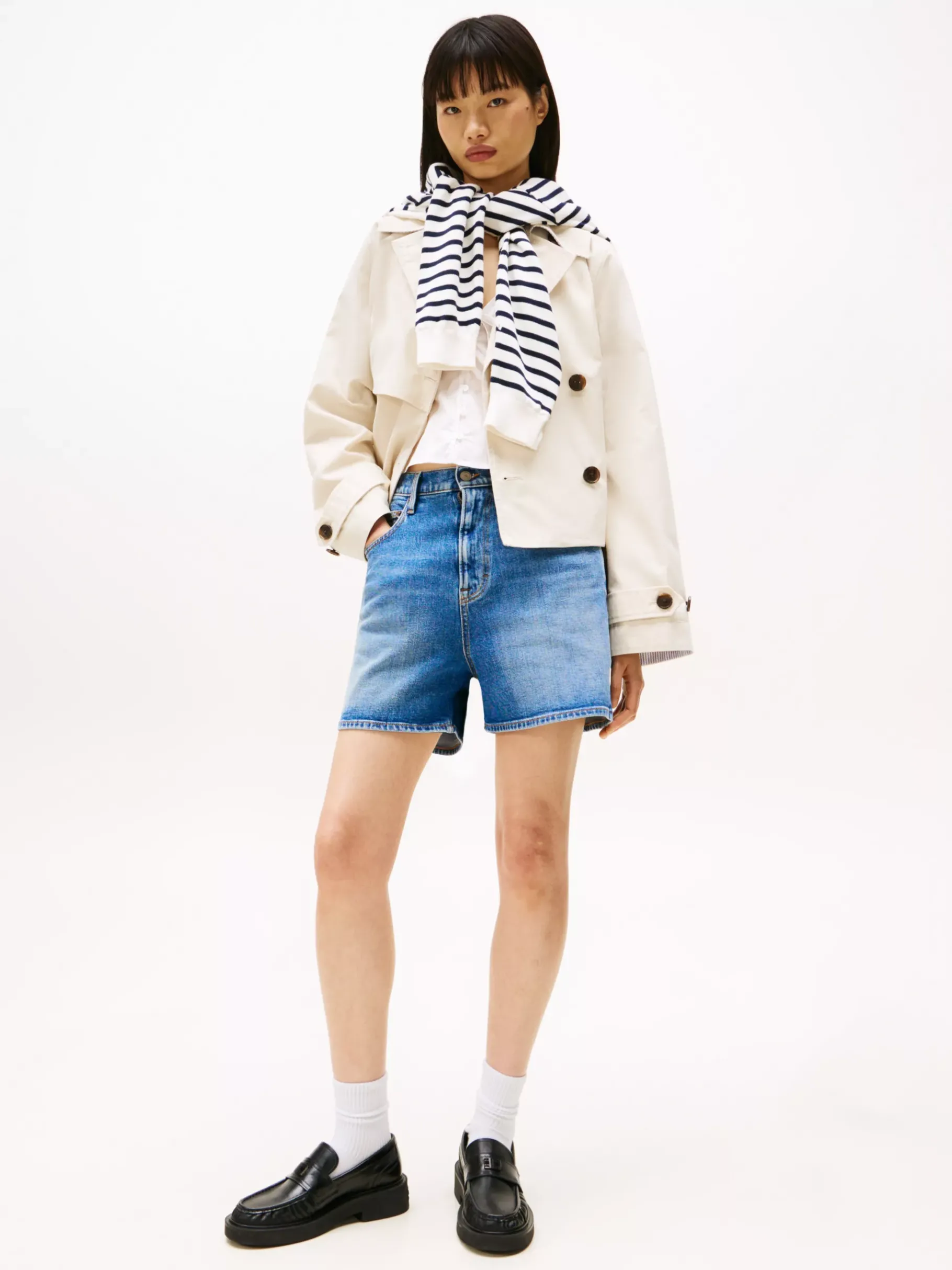 Tommy Hilfiger Cropped Fit Trenchcoat NEWSPRINT Best