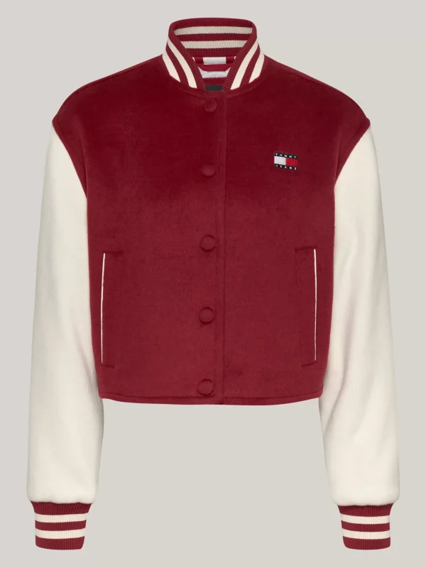 Tommy Hilfiger Cropped Fit Varsity Jacke mit Wolle REGATTA RED Best Sale