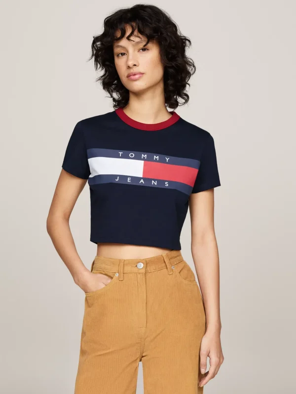 Tommy Hilfiger Cropped Slim Fit T-Shirt DARK NIGHT NAVY Sale