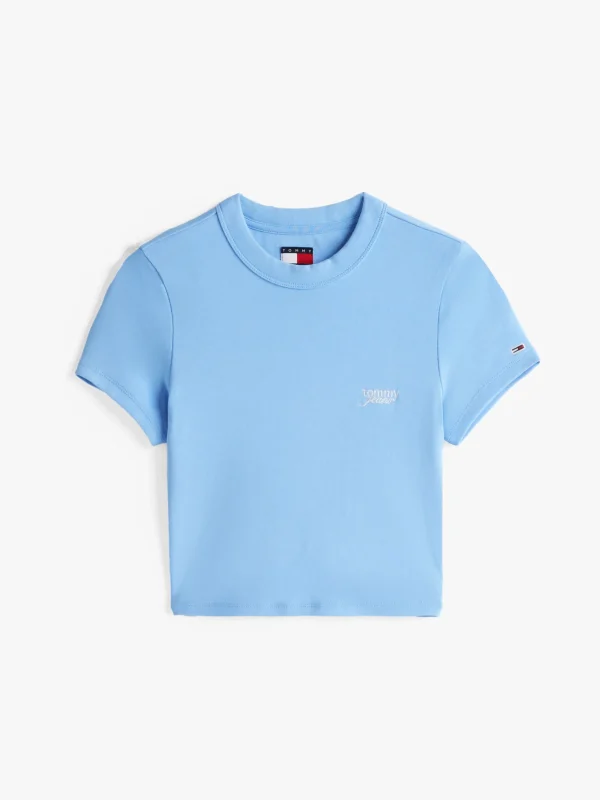 Tommy Hilfiger Cropped Slim Fit T-Shirt mit Logo SUGARPLUM BLUE Best Sale