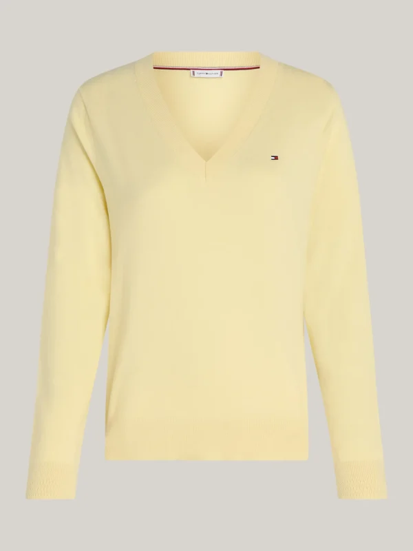 Tommy Hilfiger Curve Jerseypullover mit V-Ausschnitt LEMON ZEST Clearance