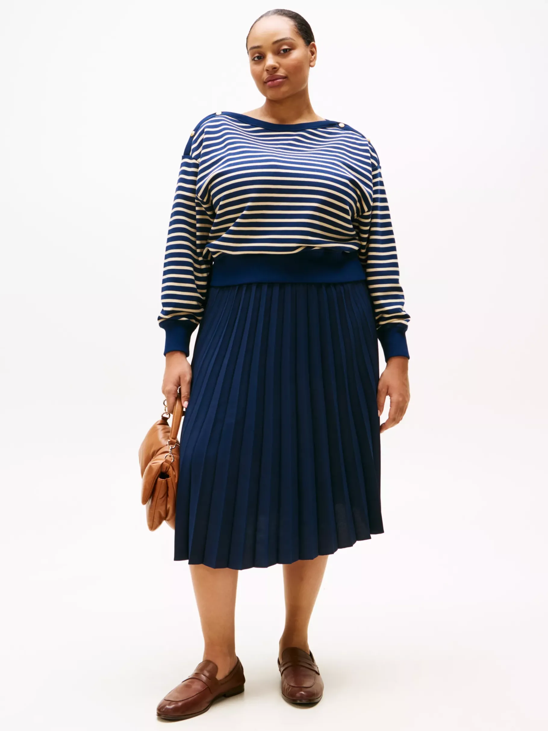 Tommy Hilfiger Curve Midi-Faltenrock DARK NIGHT NAVY Sale